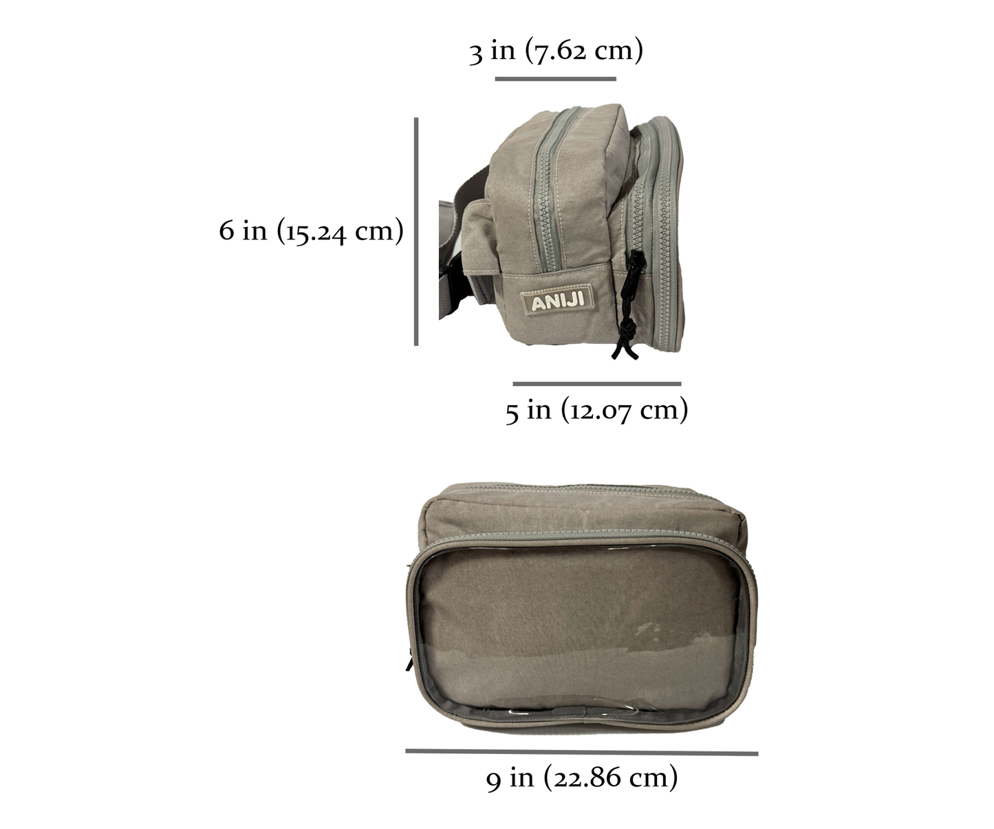 Tutsy Fanny Pack Itabag, 3 Compartments, Light Grey