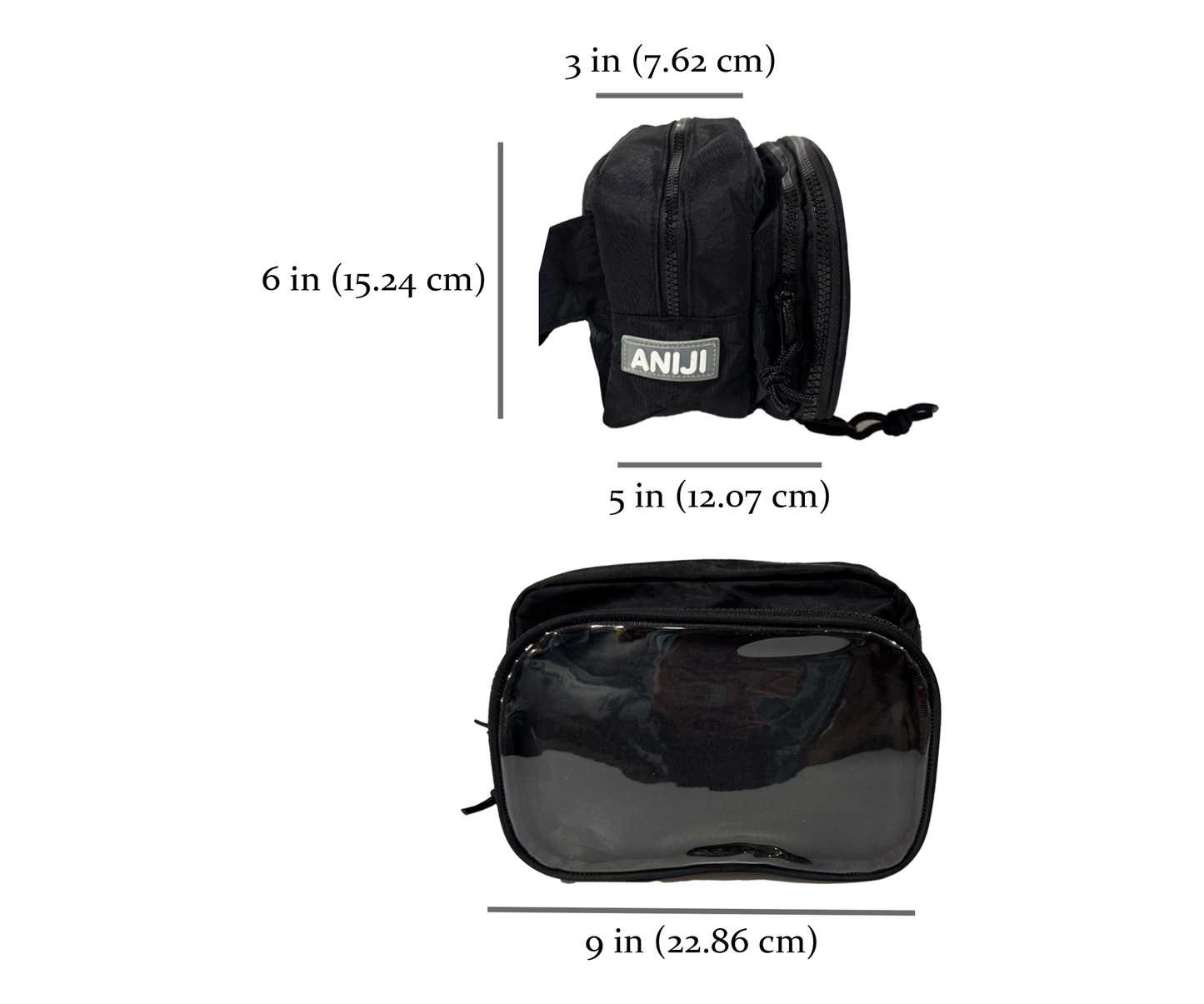 Tutsy Fanny Pack Itabag, 3 Compartments, Black