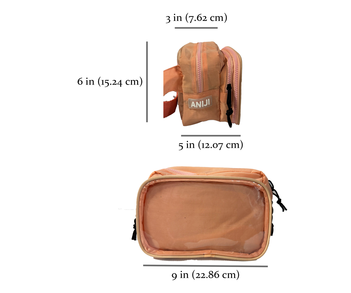 Tutsy Fanny Pack Itabag, 3 Compartments, Peach